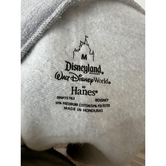 Disneyland Mickey Mouse Gray Zip up Hooded Jacket Medium By Hanes 50% Cotton 50% - Picture 7 of 7